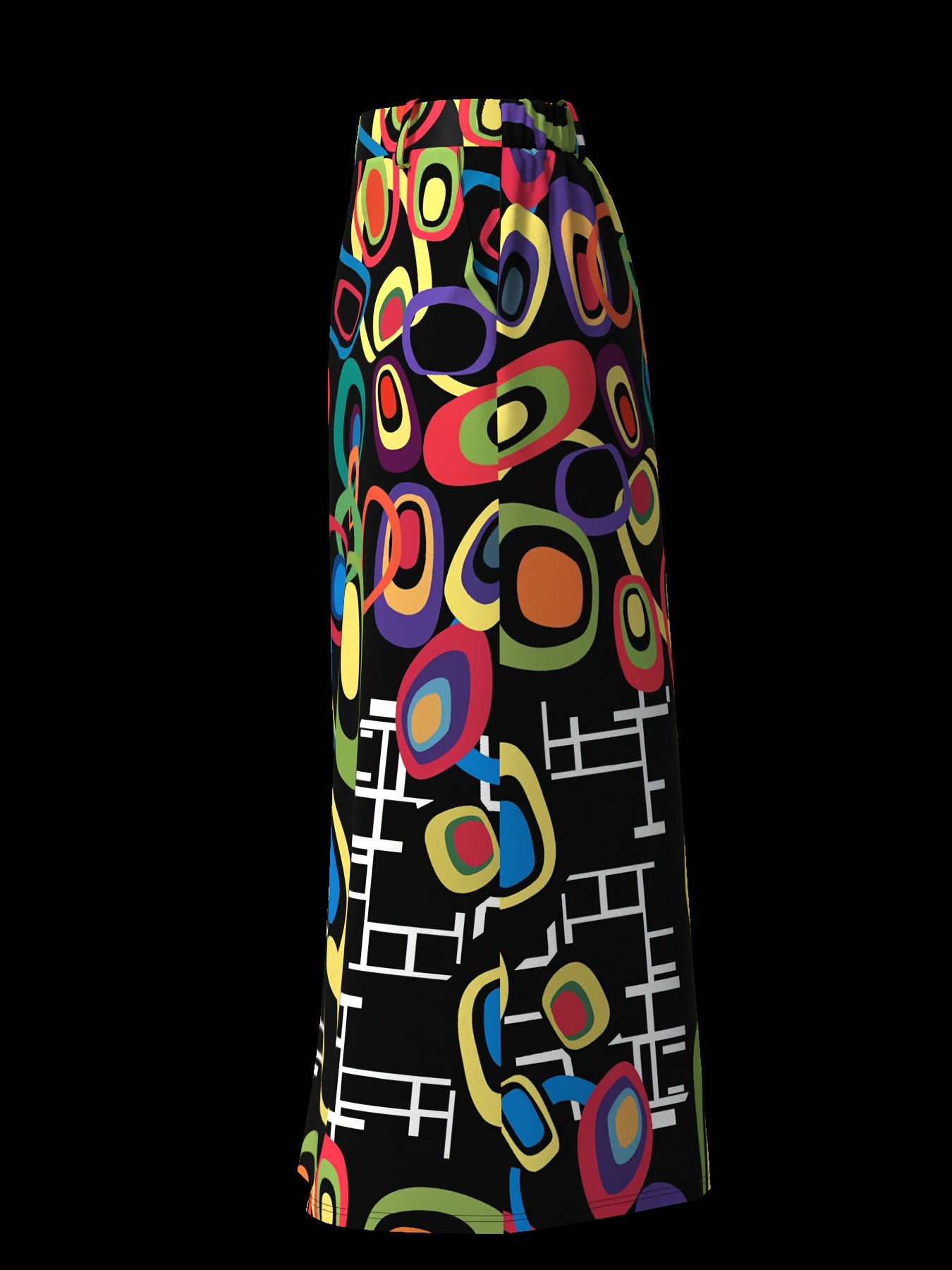 Guy & Dia Women'S Plus Size Geometric Print Skirt - Vibrant Color Block Design, Zipper Closure, Pockets, Elastic Back Waist, Non-Stretch Fabric, Perfect for Vacation & Casual Attire, Casual Attire|Vibrant Skirt|Zippered Skirt