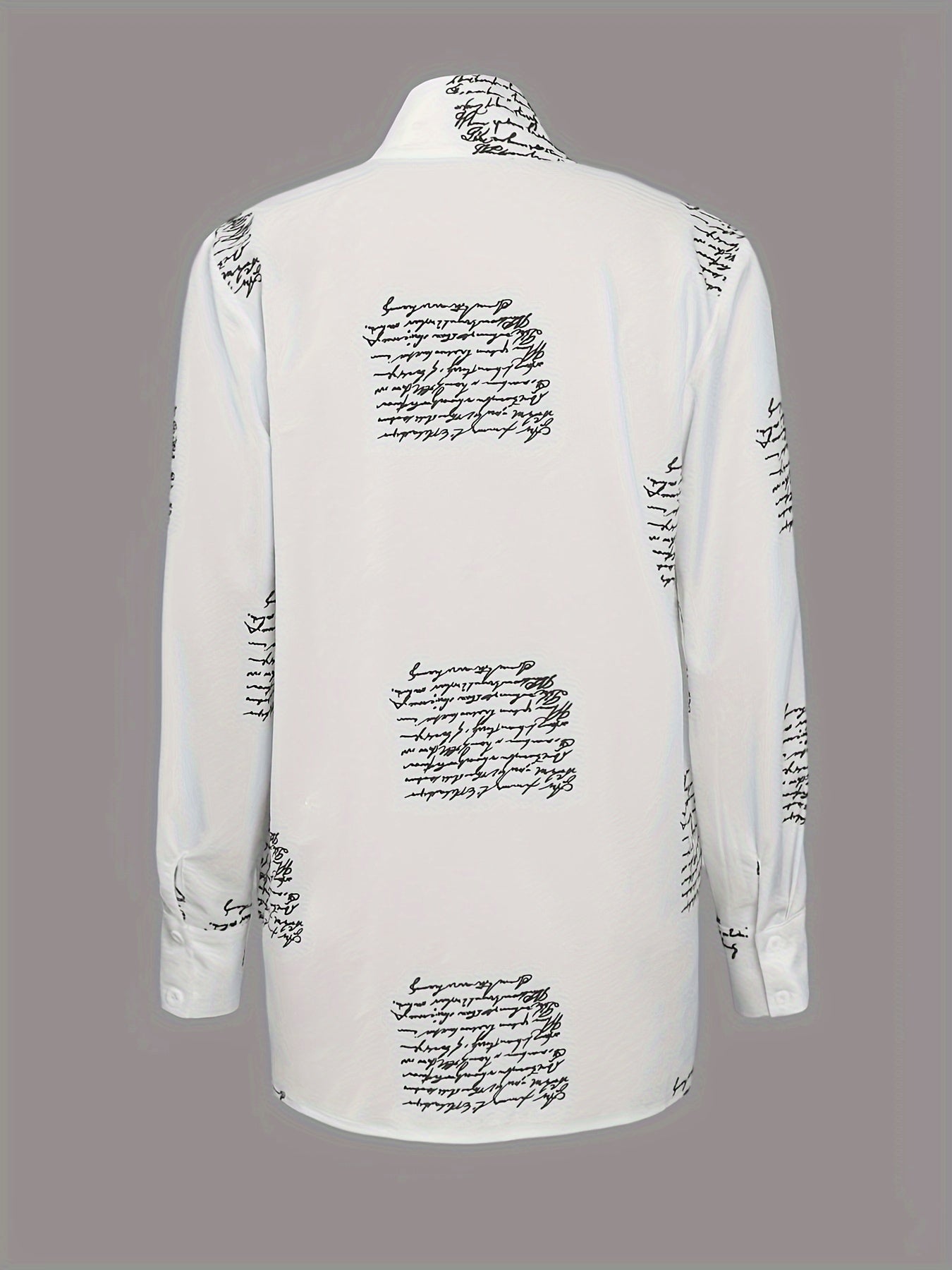 Guy & Dia Chic Polyester Long Sleeve Blouse for Women - Twist-Front, Stand Collar, Unique Letter Print - Perfect for Spring & Summer Fashion, Semiformal Attire