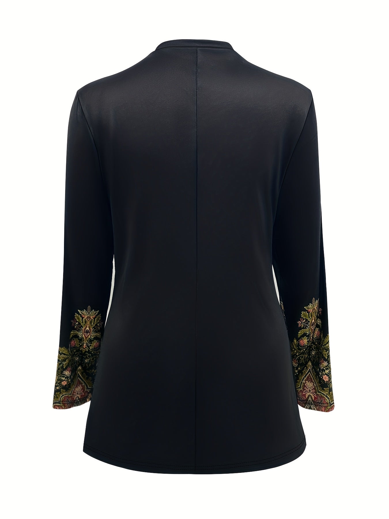 Guy & Dia Plus Size - Plus Size - Plus Size Women'S Elegant Floral Print Double-Breasted Jacket - Slim Fit Waist-Cinching Blazer with Golden Buttons, Long Sleeves, and Side Pockets, Black with Vibrant Floral Design, All-Season Versatile Outerwear, Flor