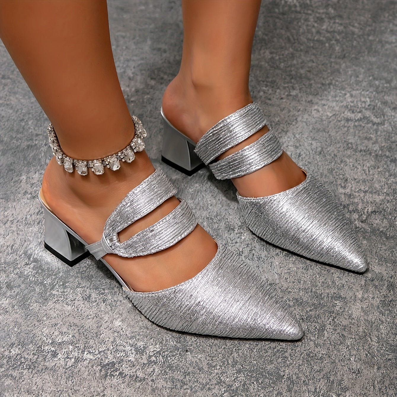 Guy & Dia Women'S Elegant French-Inspired Pointed Toe Mary Jane Mules - Slip-On Chunky Heel with Ankle Strap, Comfortable Fabric Upper & TPR Sole, Brown Casual Chic Shoes for Spring, Versatile for Casual Attire, Spring Footwear, Sophisticated Style