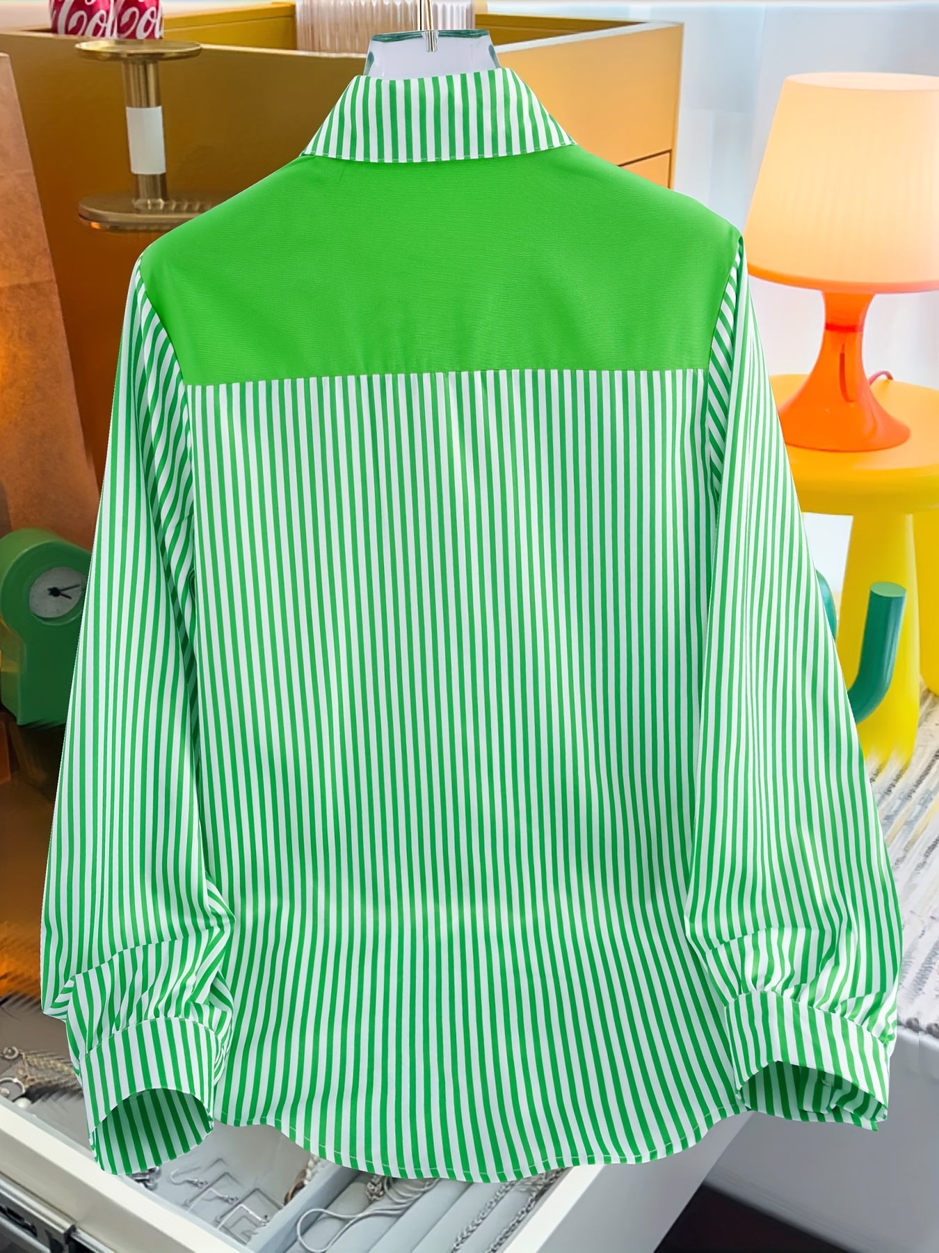 Guy & Dia Plus Size Women's Elegant Striped Shirt - Long Sleeve Button-Up with Tie Neck, Black & White Vertical Stripes, Non-Stretch Fabric, Versatile for Casual or Dressy Outfits | Classic Striped Design | Ladies Blouses