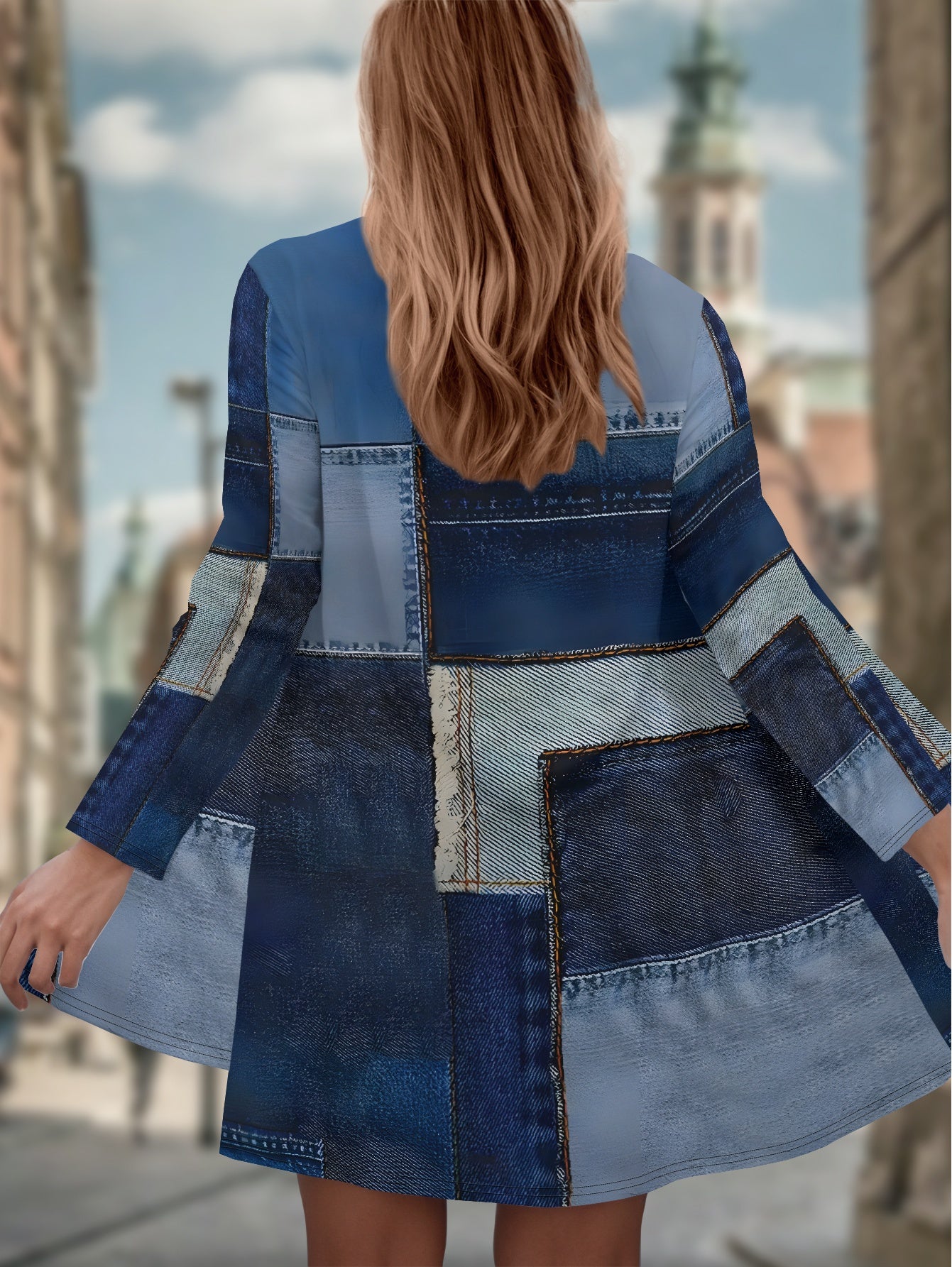 Guy & Dia Plus Size - A Plus-Size Women'S Jacket Featuring a Casual, Comfortable, And Elegant Style with Faux Denim Patchwork Elements And Printed Patterns