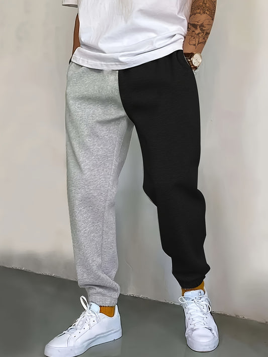 Guy & Dia Single Pack Men's Black and Gray Color-Matching Trousers, Fashionable and Trendy Single Product with Creative Design. Suitable for Sports and Leisure in All Seasons