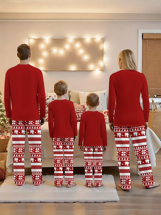 Christmas Parent- Matching Outfit | Long-Sleeved Crew Neck Two-Piece Set, Breathable and Easy-Care Fabric, Ideal for Family Gatherings and Holiday Celebrations, for Outdoor