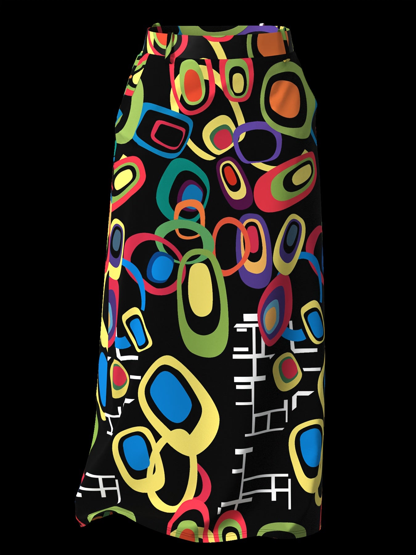 Guy & Dia Women'S Plus Size Geometric Print Skirt - Vibrant Color Block Design, Zipper Closure, Pockets, Elastic Back Waist, Non-Stretch Fabric, Perfect for Vacation & Casual Attire, Casual Attire|Vibrant Skirt|Zippered Skirt