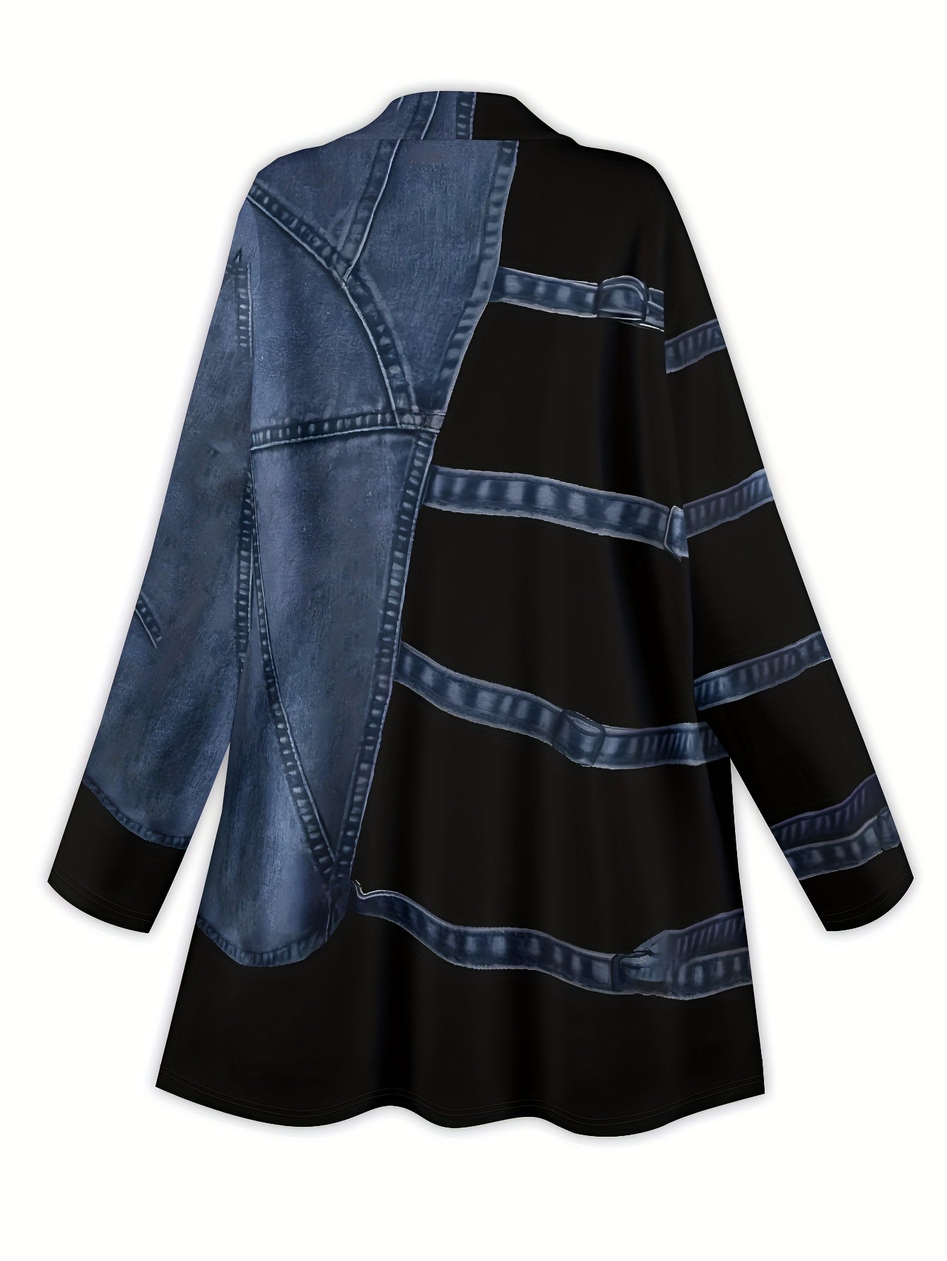 Guy & Dia Plus Size - Plus size women's jacket with a casual, comfortable and elegant style, with printed elements inspired by faux denim