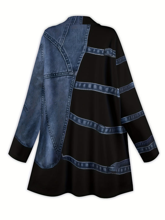 Guy & Dia Plus Size - Plus size women's jacket with a casual, comfortable and elegant style, with printed elements inspired by faux denim