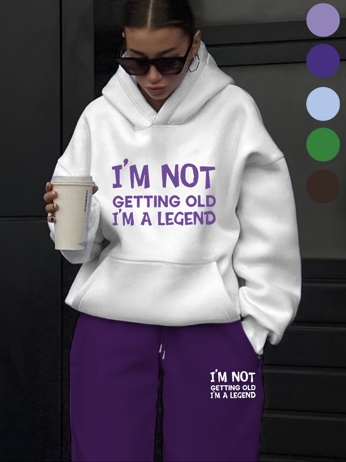 Guy & Dia Women'S Fashion Casual Letter Print Set, Autumn and Winter High-End Trendy Youthful Fleece Hoodie and Jogger Pants Two-Piece Outfit, Versatile Hooded Suit, Women'S Clothing, Gift Choice