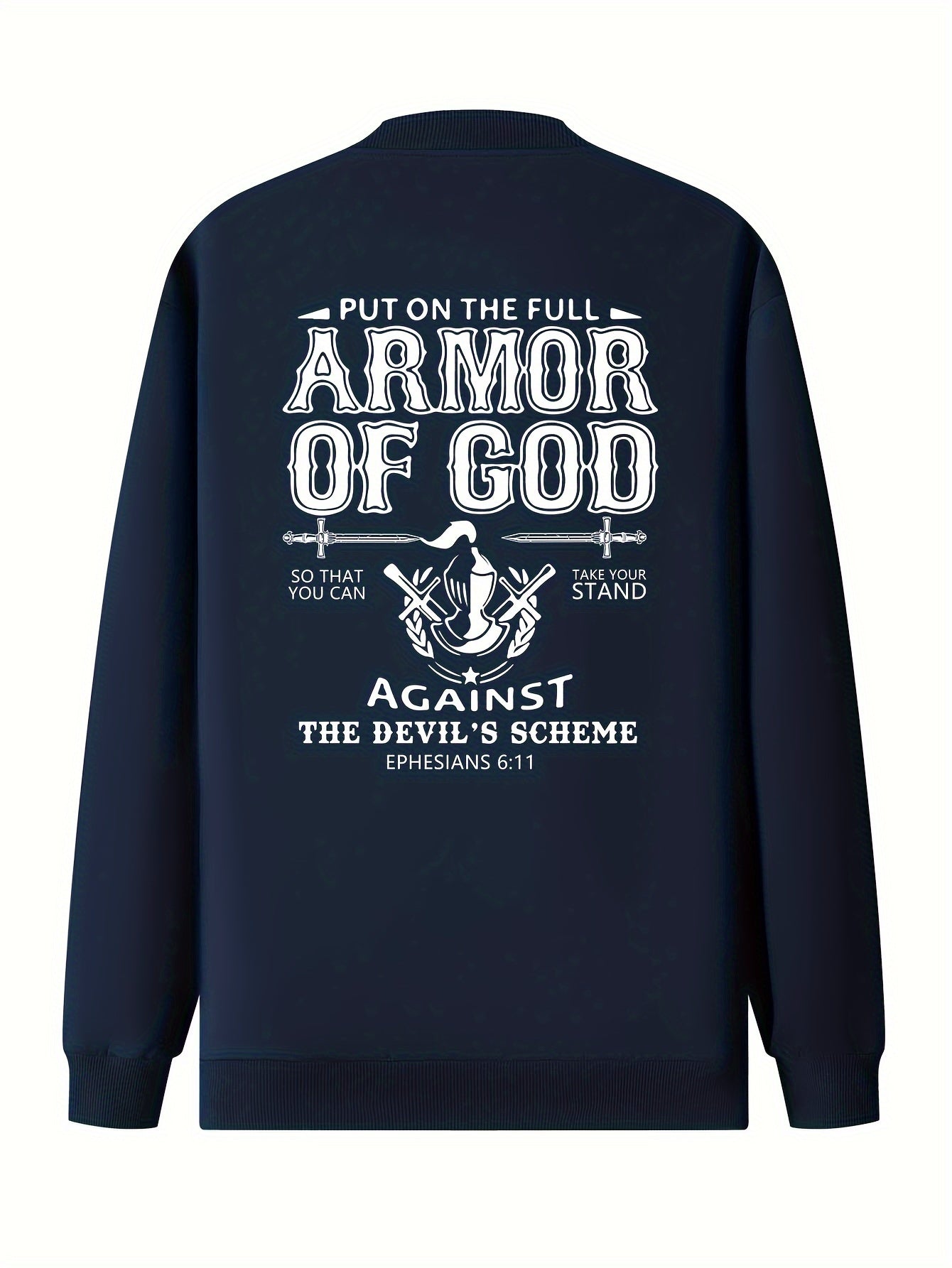 Guy & Dia English Text ARMOR OF GOD Pattern Print Men's Spring And Autumn College Style Jacket, Trendy Durable Versatile Stand Collar Coat Jacket For Men
