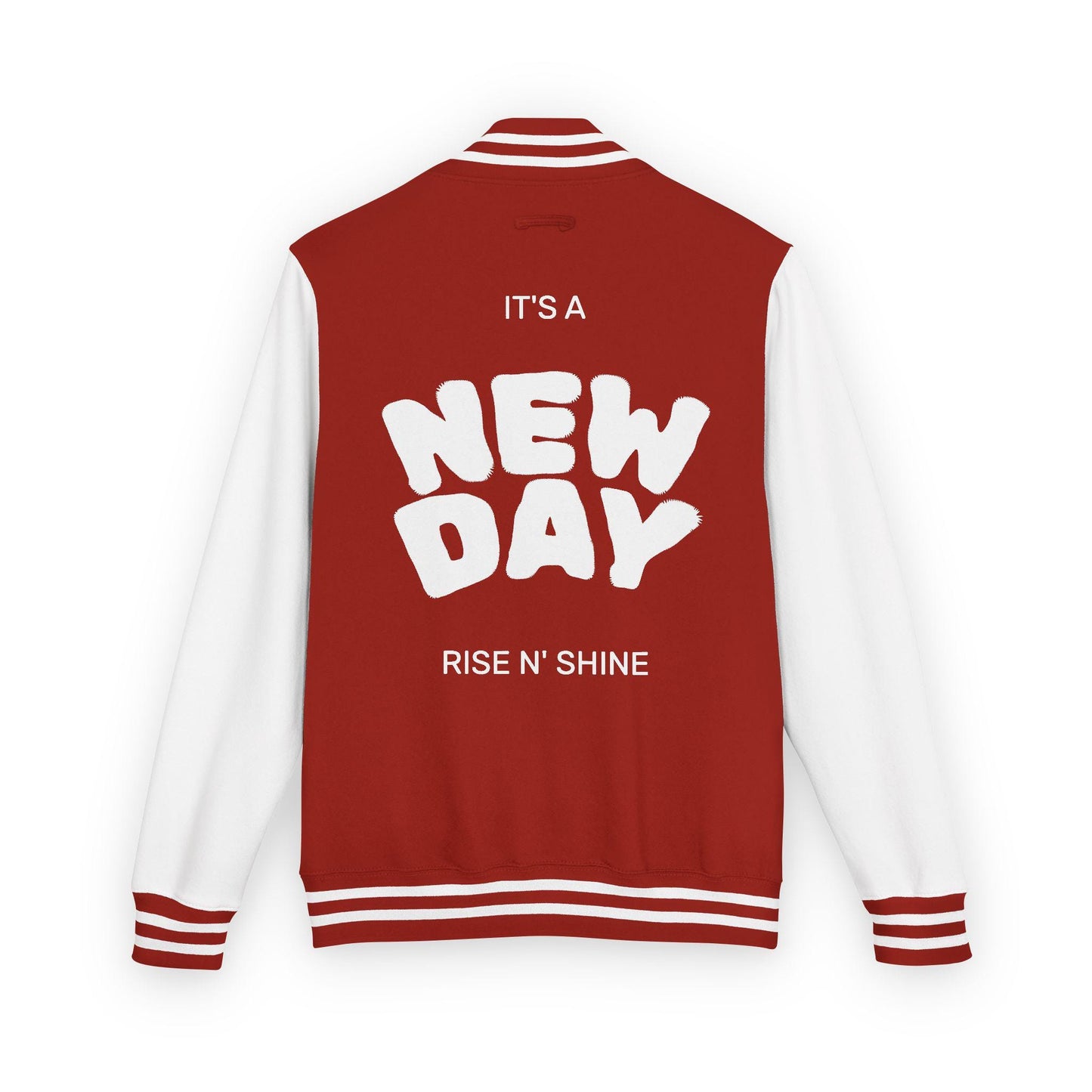 Guy & Dia Motivational Letterman Jacket: "It's a New Day" Unisex Varsity - USA Made