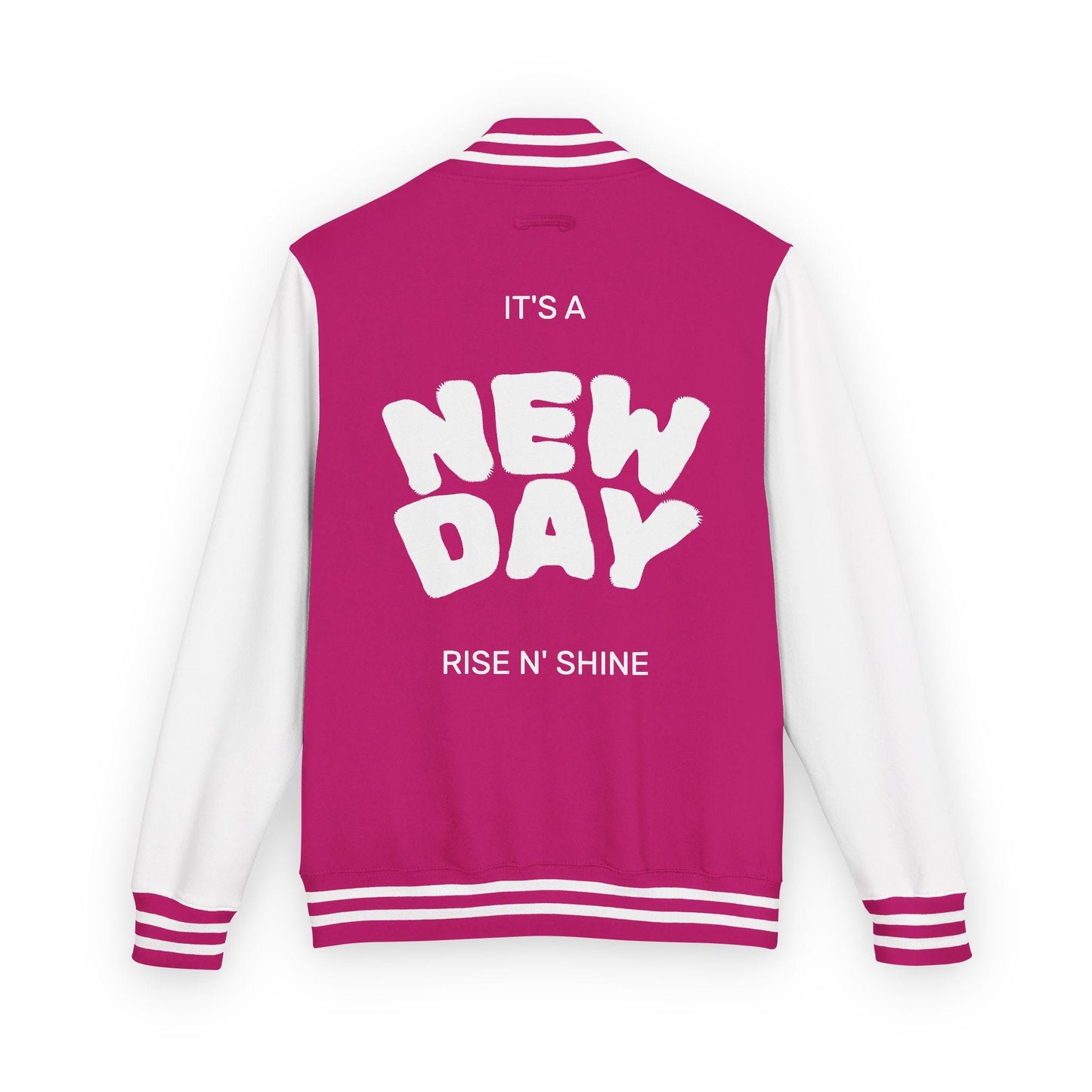 Guy & Dia Motivational Letterman Jacket: "It's a New Day" Unisex Varsity - USA Made