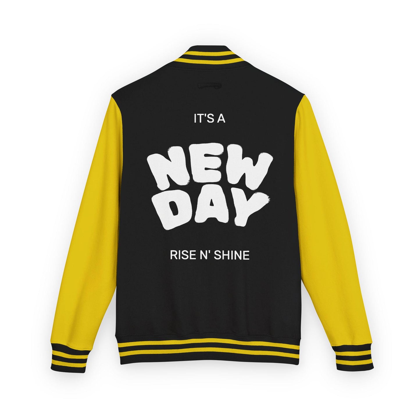 Guy & Dia Motivational Letterman Jacket: "It's a New Day" Unisex Varsity - USA Made