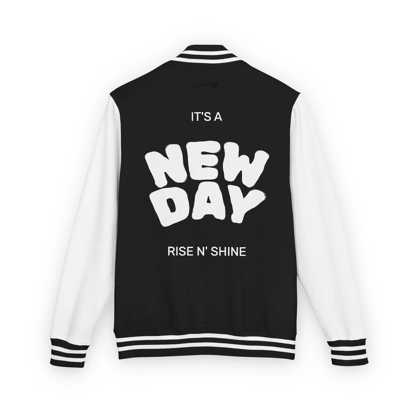 Guy & Dia Motivational Letterman Jacket: "It's a New Day" Unisex Varsity - USA Made