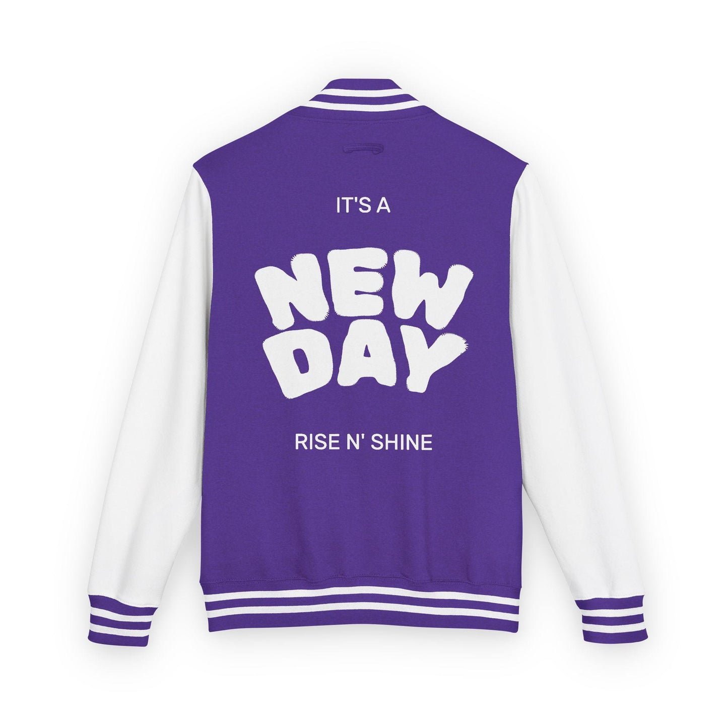 Guy & Dia Motivational Letterman Jacket: "It's a New Day" Unisex Varsity - USA Made